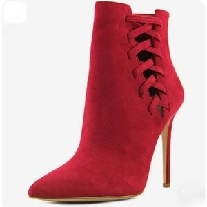 New Aldo Burgundy Red Zip-Up Heeled Boots